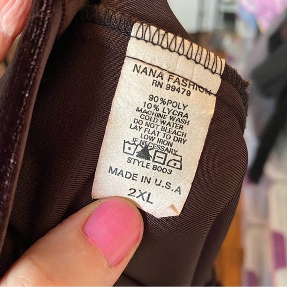 Vintage 90s Velvet Skirt Womens Size 2XL Midi Brown Burgundy Red Made In USA - Picture 8 of 8